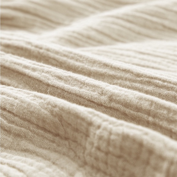 Khaki  Crinkle Embroidered Patched Bubble Sleeve Tied Neck Blouse Bohemian - Picture 8 of 11